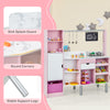 Kids kitchen and market playset in pink with realistic light and sound, featuring ample storage and 82 accessories for.