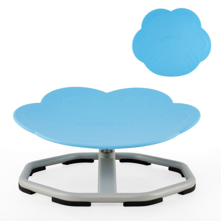 Kids sensory 360° swivel chair in blue with cat claw design, perfect for reading and gaming activities.