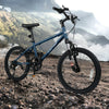 Kids mountain bike in navy with 20-inch wheels, adjustable saddle, and dual V-brakes for safe riding on various.