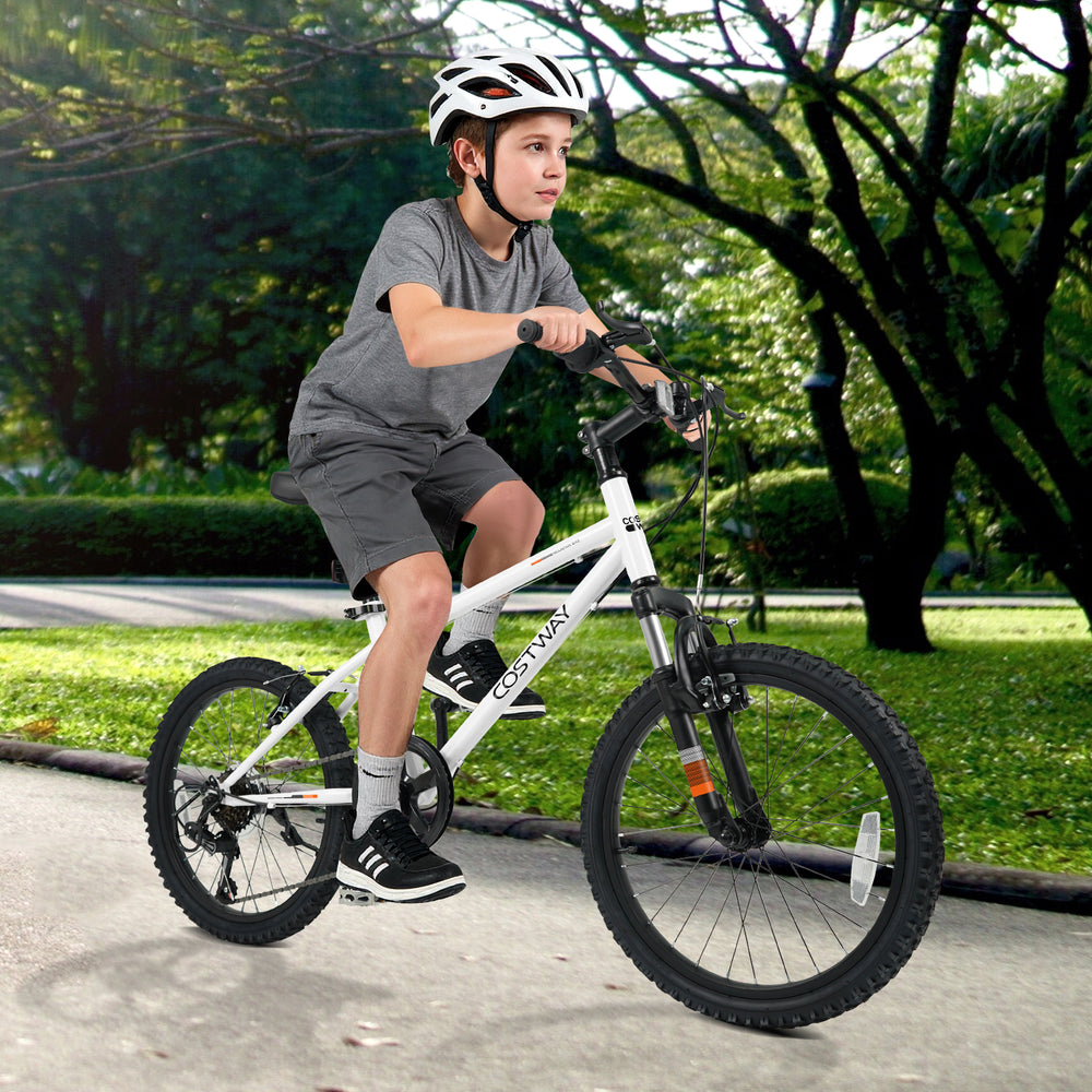Kids Mountain Bike 20 24 Inch Child Bicycle for Boys Girls Aged 8+ Years Old White-20 Inch - Gallery View 1 of 11