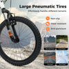 Large pneumatic tire of a kids mountain bike, non-slip and wear-resistant, suitable for various terrains.