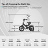 Kids mountain bike size guide showing wheel size, saddle height, and rider height for optimal fit and safety.