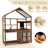 Kid's outdoor mud kitchen with fir wood frame, sink, stoves, and canopy, perfect for imaginative play in gardens or.
