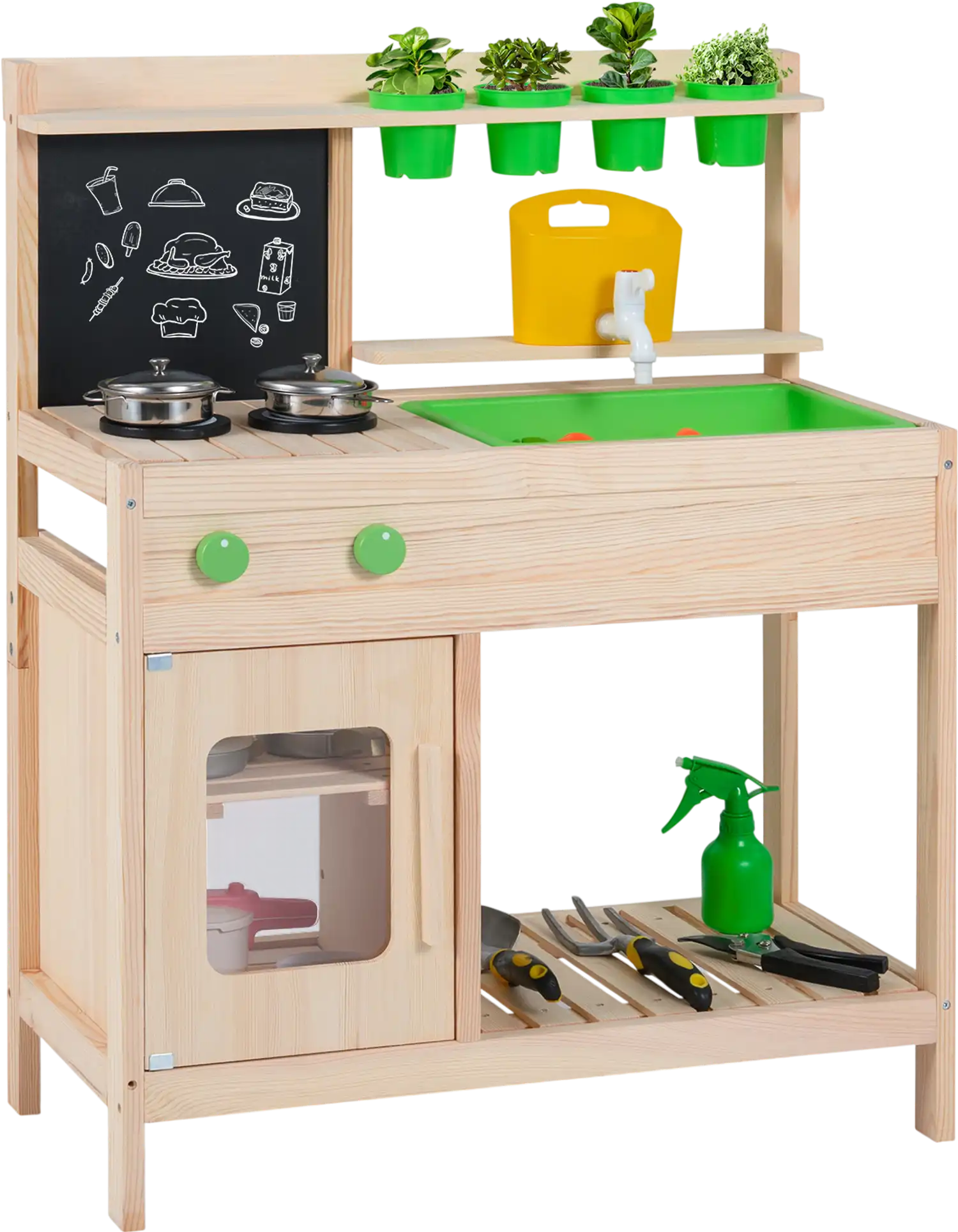 Costway Kids Mud Kitchen Play Pretend Kitchen Chalkboard 80858462 New