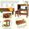 Kids mud kitchen featuring a solid wood structure, sink, planter box, and 13 accessories for creative outdoor play.