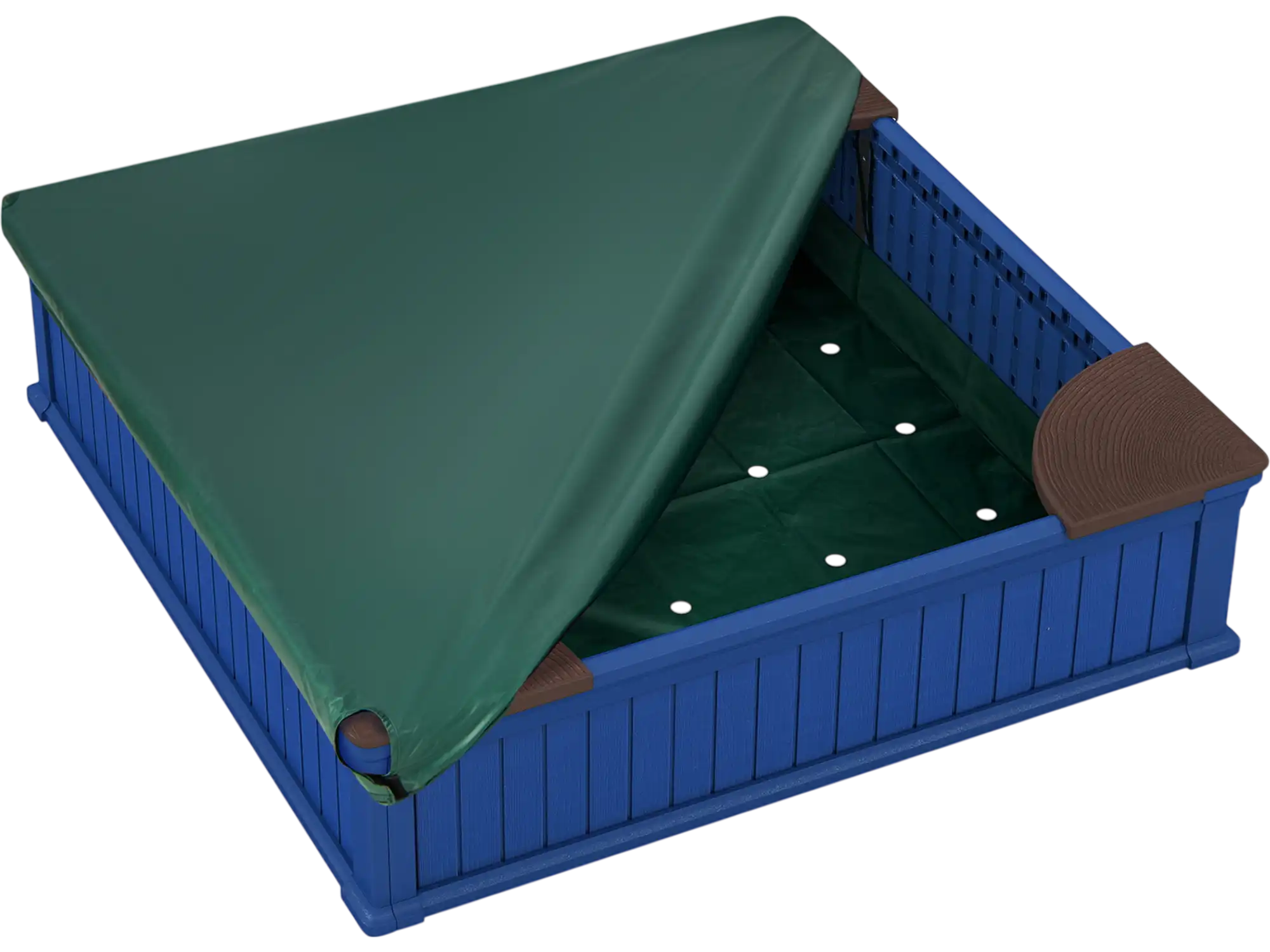 Costway Kids Outdoor Sandbox w/ Oxford Cover & 4 Corner Seats 78914365 New