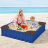Kids outdoor sandbox in navy with 4 corner seats, perfect for 2-3 children to play together on the beach.