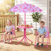 Kids Outdoor Table and Chair Set with 2 Folding Chairs and Height Adjustable Umbrella-Pink - Gallery View 1 of 10