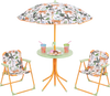 Kids Outdoor Table and Chair Set with 2 Folding Chairs and Height Adjustable Umbrella - Gallery View 1 of 10