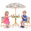 Kids Outdoor Table and Chair Set with 2 Folding Chairs and Height Adjustable Umbrella - Gallery View 4 of 10