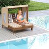 Kids Patio Lounge Chair with Cup Holders and Awning-Brown - Gallery View 1 of 8