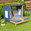 Kids Patio Lounge Chair with Cup Holders and Awning-Navy - Gallery View 1 of 11