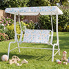 Kids Patio Swing 2-Seater Outdoor Porch Swing Lounge Chair with Adjustable Canopy-White - Gallery View 1 of 6