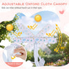 Kids patio swing with adjustable oxford cloth canopy, featuring a sturdy frame and safety belts for outdoor fun.