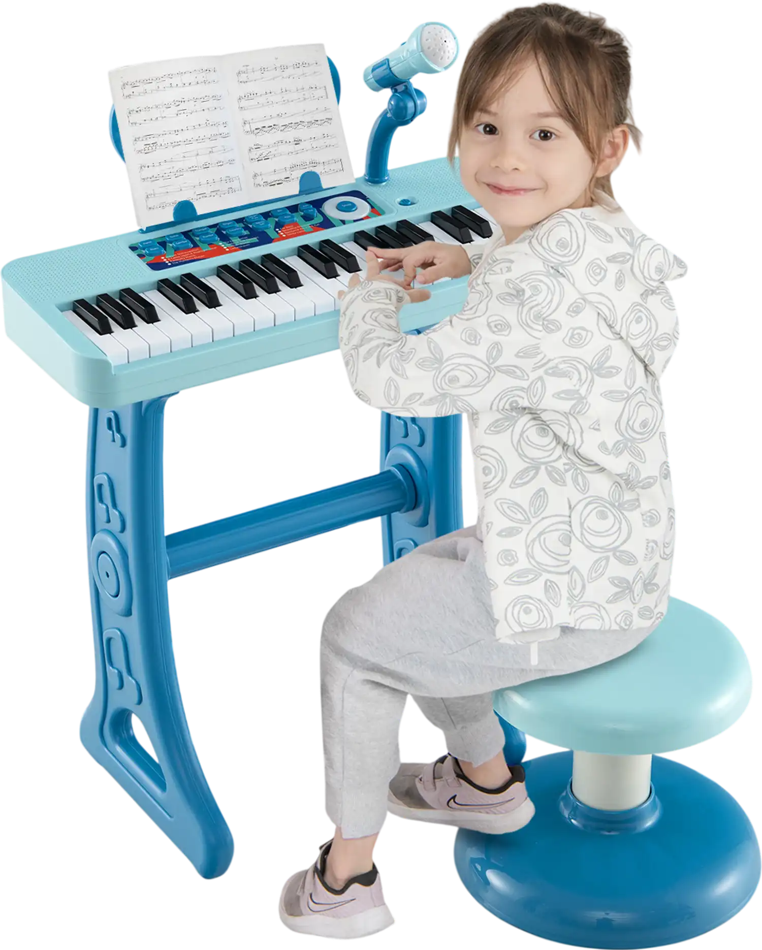 Costway 37-Key Kids Toy Keyboard Piano w/ Microphone Blue 91328657 New