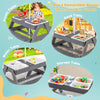 Kids picnic table set in gray with removable bins, convertible to sand, water, or storage table for outdoor fun.