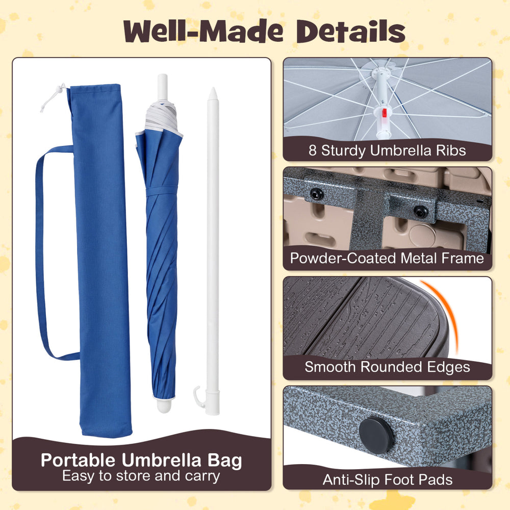 Foldable umbrella with carry bag, featuring 8 sturdy ribs and a powder-coated frame for the Kids Picnic Table.
