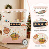 Kids pizza food truck wooden snack cart in pink with a magnetic blackboard and realistic pizza-making tools for.