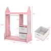 Kids play armoire dresser in pink with clothes hanger, removable bins, and full-length mirror for organized storage.