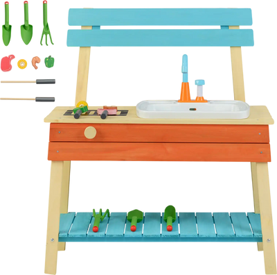 Costway Kids Wooden Play Kitchen Set Chef Pretend Mud Kitchen 80905270 New