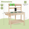 Wooden kids play kitchen set with stoves, measuring 35" x 29.5" x 21.5", suitable for children aged 3 and up.