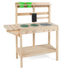 Wooden kids play kitchen set with stoves, natural finish, perfect for imaginative play for boys and girls aged 3 and up.