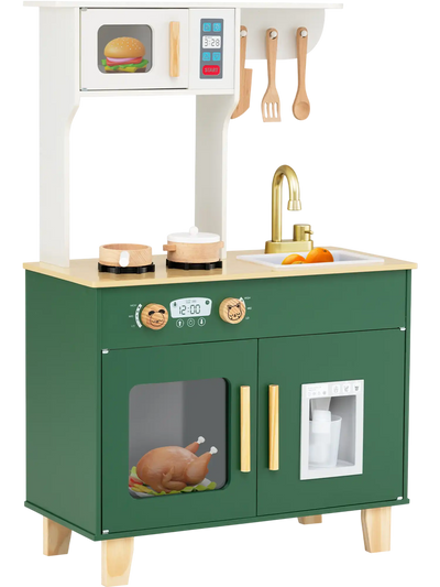 Costway Kids Play Kitchen Microwave Rotating Knobs 68727791 New