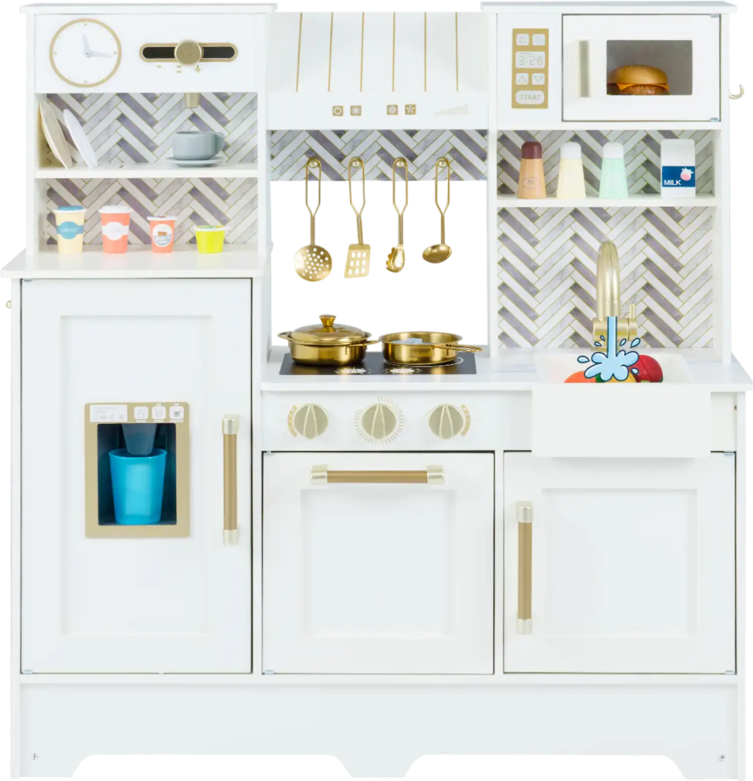 Costway Kids Play Kitchen Set with Stove & Faucet 75254782 New