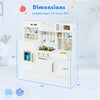 Kids play kitchen in white with stoves, sink, and accessories for imaginative cooking fun, suitable for ages 3-6.