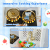 Kids play kitchen featuring two realistic stoves and a rotating faucet with sink for imaginative cooking fun.