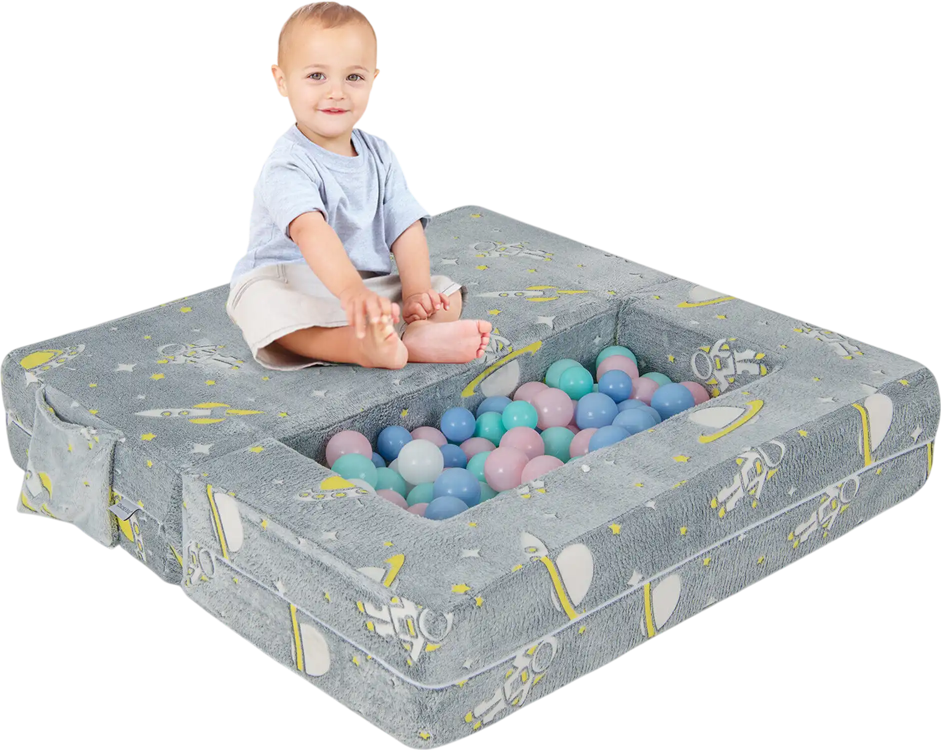 Costway Kids Play Sofa Ottoman Removable Washable Cover Gray 25874163 New