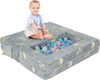 Kids play sofa in gray with removable cover, featuring ottomans and colorful balls for imaginative play and comfort.
