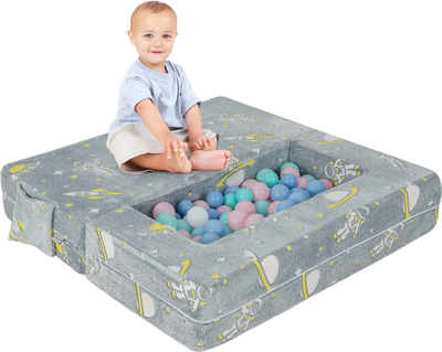 Costway Kids Play Sofa Ottoman Removable Washable Cover Gray 25874163 New