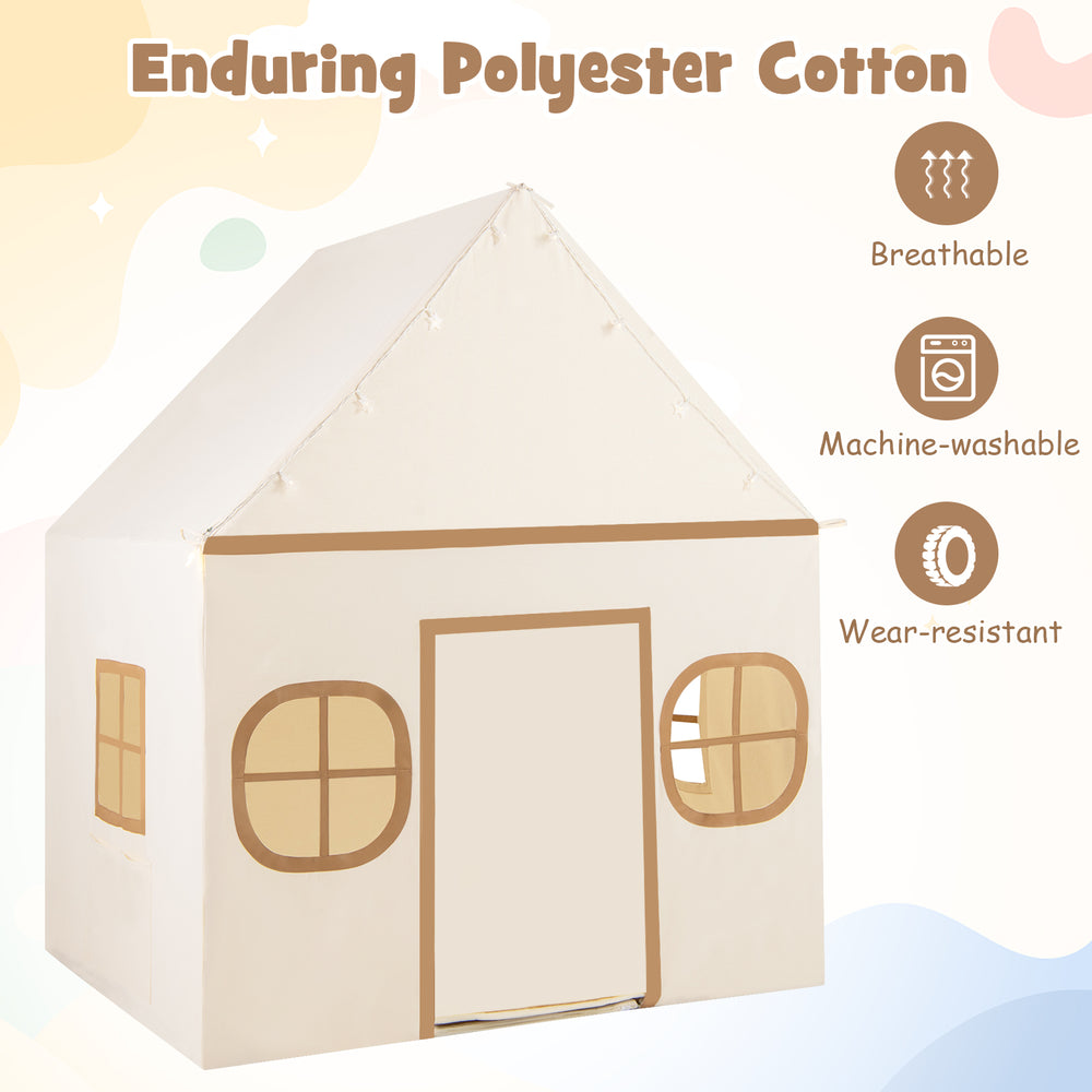 Large kids play tent with door curtain and windows, made of breathable polyester cotton, perfect for playrooms and.