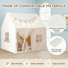 Kids play tent in beige with padded mat, breathable windows, and storage pockets, perfect for playrooms or bedrooms.