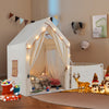Kids play tent with playpen in beige, featuring a cozy space for play and a star light string for a dreamy atmosphere.