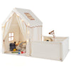 Kids play tent with playpen in beige, featuring breathable mesh windows and cozy interior for independent play.