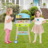 Kid's Pretend Barbecue Grill Play Set with 21 accessories, sturdy design, and rolling wheels for outdoor fun.