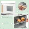 Double-sided kids pretend kitchen playset with simulated microwave, oven, and convenient handle for immersive cooking.