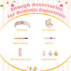 Kids pretend nail salon playset accessories including nail dryer, eye shadow, nail file, and polishes for imaginative.
