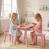 Kids enjoy using the pink Kids Pretend Nail Salon Playset as a writing desk with ample storage and stable wooden legs.