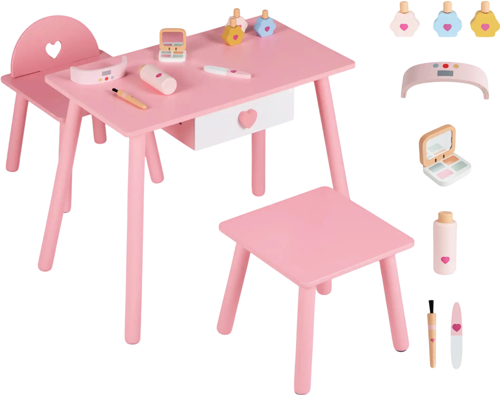 Costway Kids Pretend Nail Salon Playset Wooden Makeup Vanity 35767850 New