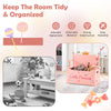 Kids princess wooden toy box in pink with safe hinged lid, sturdy construction, and cozy backrest for playroom.