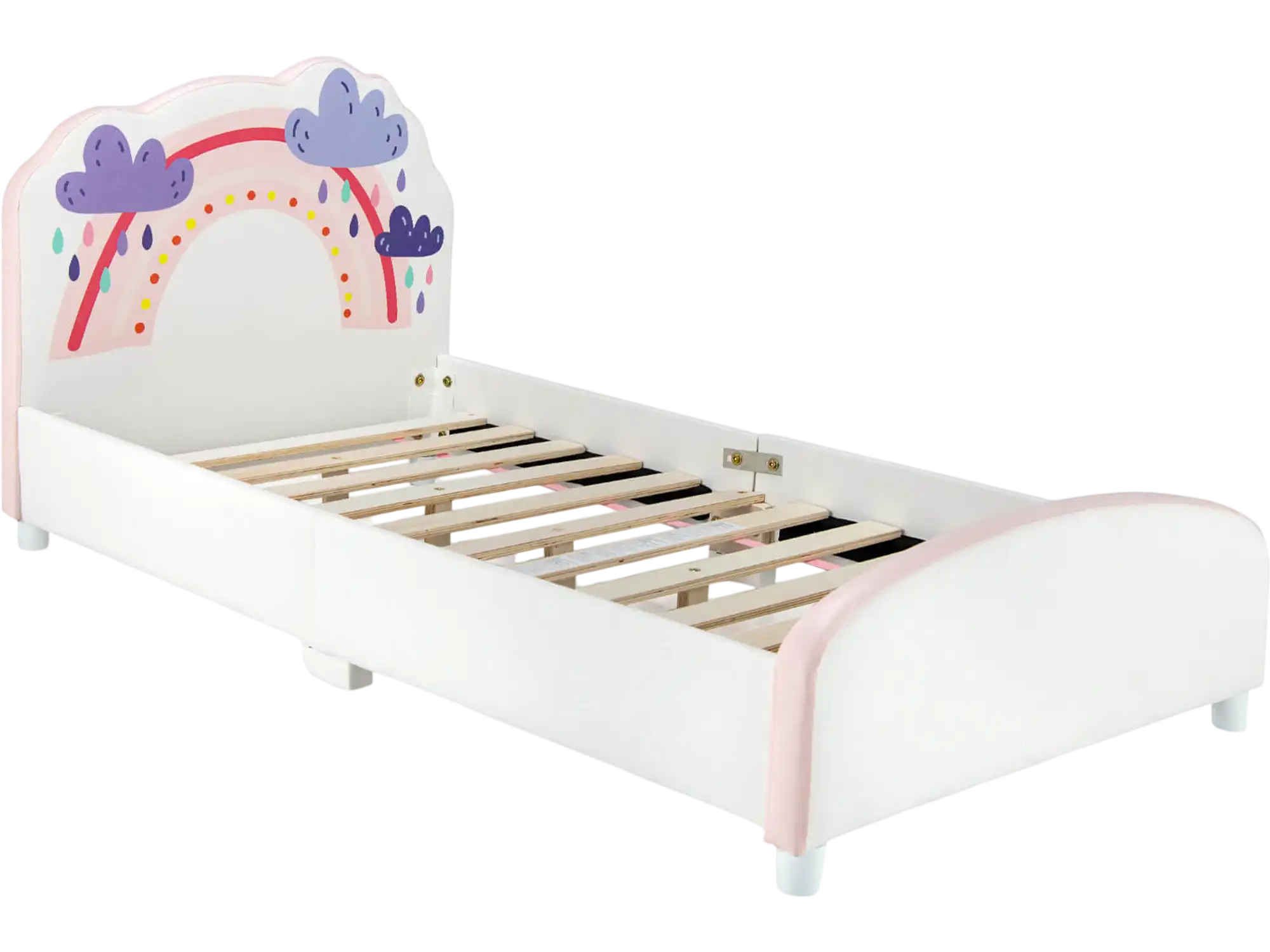 Costway Kids Twin Upholstered Platform Bed Rainbow Pattern 38916745 New