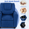 Kids recliner chair in blue with high-density foam, solid wood frame, and cup holder for comfortable lounging.