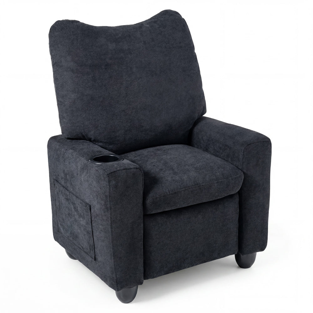 Kids Recliner Toddler Single Sofa with Adjustable Footrest and Cup Holder-Black - Gallery View 1 of 2