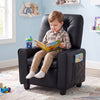 Kids Recliner with Cup Holder & Armrests and Adjustable Backrest Footrest-Black - Gallery View 1 of 10