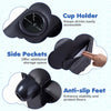 Kids recliner in black with cup holder, side pockets, and anti-slip feet for stability and comfort in playrooms.