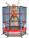 Kids' 55-inch recreational trampoline with enclosure net, featuring a durable frame and stable L-shaped legs for safe.