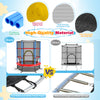 55-inch kids trampoline with navy jumping mat and enclosure net, featuring durable galvanized steel frame and safety.